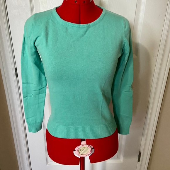 Vintage Repro LOT Qty3 Mak long sleeve sweaters: teal, dusty rose, ochre size L - Picture 2 of 10